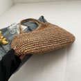 thumbnail image 5 of husxh Women Vintage Shoulder Bag Large Capacity Retro Straw Handbag Hasp Closure Simple Weaving Handbag Ladies Summer Daily Bag, 5 of 9