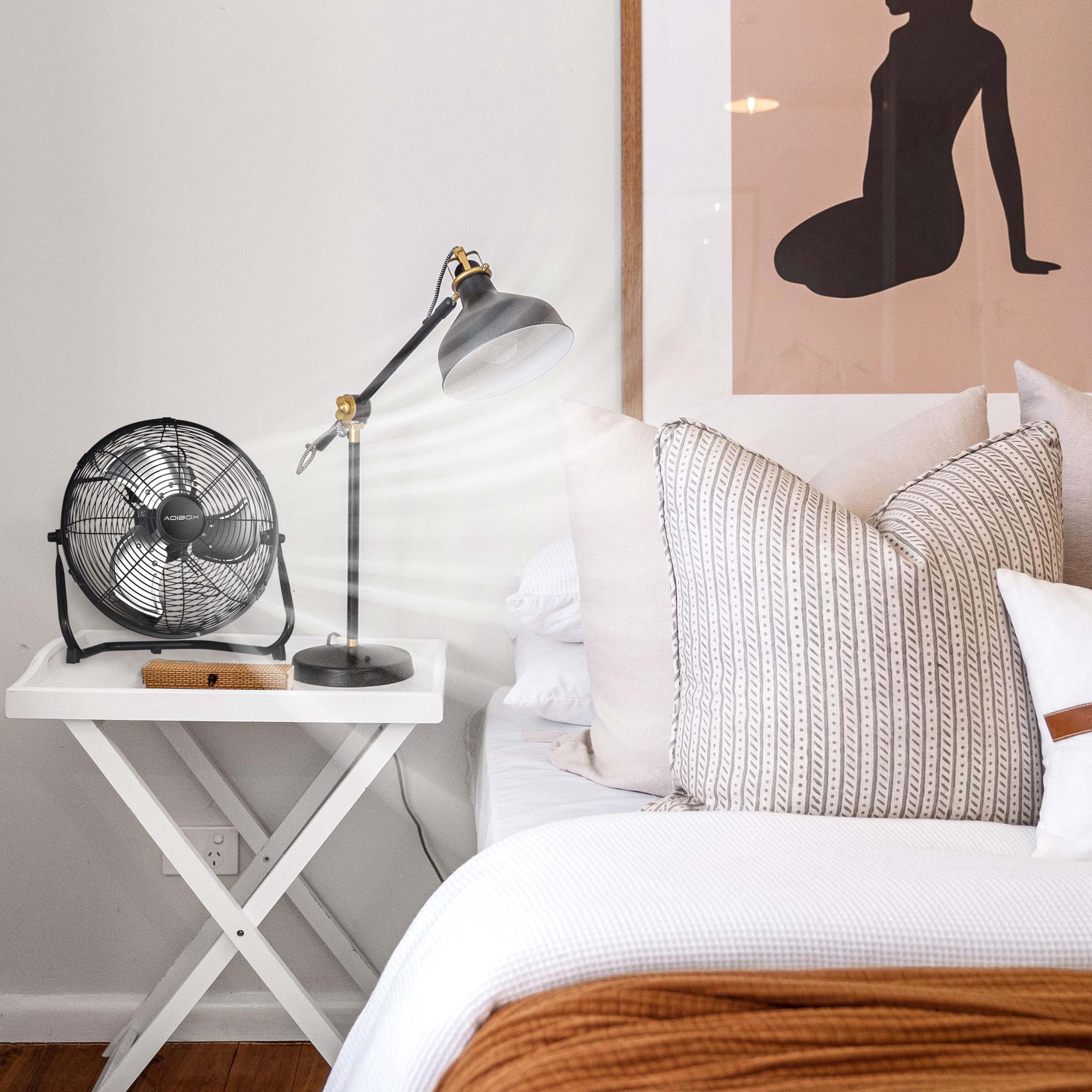 18" 3-Speed High-Velocity Industrial Heavy Duty Metal Floor Fan in Black with Tilting Head for Outdoor Indoor Use