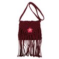 thumbnail image 1 of Monedero de ganchillo bohemio para mujer con borla bolso de hombro de playa de verano (rojo vino), 1 of 8