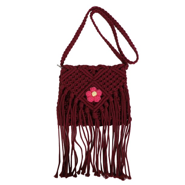Monedero de ganchillo bohemio para mujer con borla bolso de playa de verano con cremallera bolso de hombro de viaje para vacaciones de verano