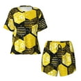 thumbnail image 2 of Yiaed Geometric Pattern with Bee Print Short Sleeve Pajama Sets for Women Casual Crew Neck 2 Piece Lounge Sets Women's Short-Sleeved Pajama-XX-Large, 2 of 5