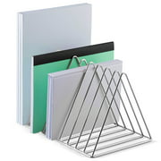 Mindspace Triangle File Holder | Vertical File Organizer, Magazine Rack, Mail Sorter | Chrome Desk Organizer, Wire Collection