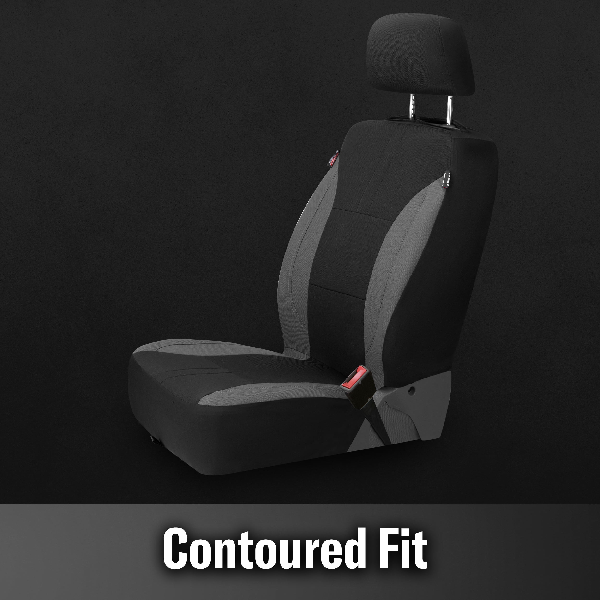 Genuine Dickies 2 Piece Repreve Universal Front Car Seat Covers - Black and Gray, 43163WDI
