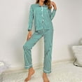 thumbnail image 2 of Tiweut Christmas Pajamas Sets Womens Two Piece Soft and Breathable Long Sleeve Button Lapel Tops and Pants Cozy Nightwear and Relaxation Sleepwear Suit,B-Green,XL, 2 of 9