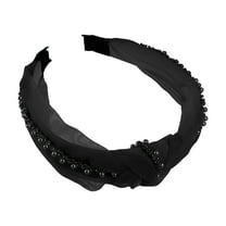 Unique Bargains 1 Pcs Women Knotted Headbands Fashion Bead Knot Headband Hair Accessories Black