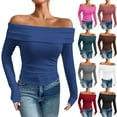 thumbnail image 2 of ShiShine Women's Sexy Off Shoulder Tops Dressy Casual Slim Fit Long Sleeves Fall Blouse Going Out Shirt, 2 of 8
