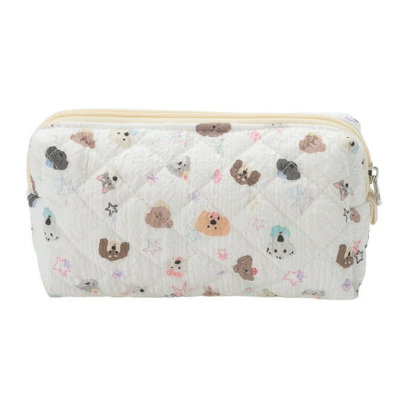 Unique Bargains 1 Pc Star Dog Makeup Bag for Travel White Polyester