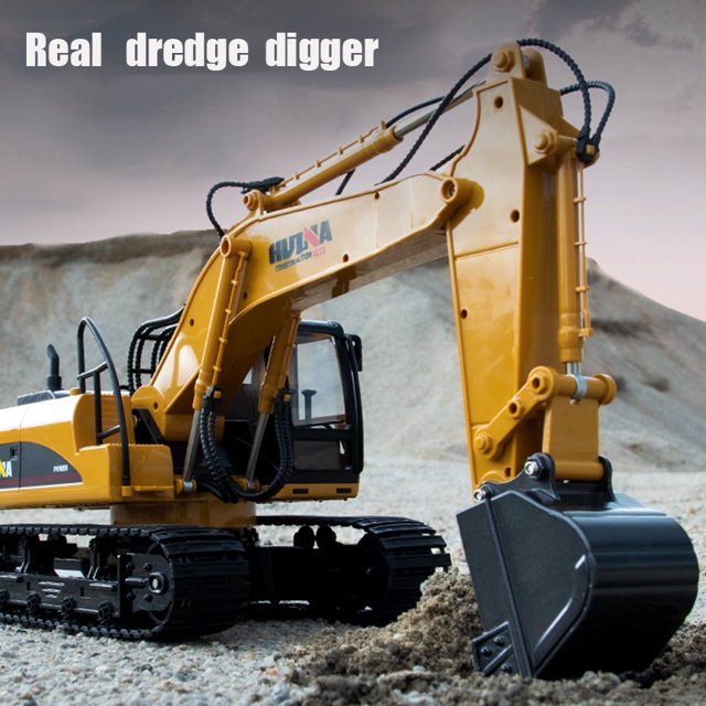 HUINA 15 Channels 2.4G 1/14 Rc Excavator Rc Car Charger with Battery Rc Alloy Excavator RTR for Kids Construction Vehicle Toys zhangyuxiang LED