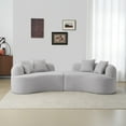 thumbnail image 4 of Curved 4-Seater Grey Full Compression Sponge Sofa, Teddy Velvet, No Assembly, 4 of 9