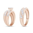 thumbnail image 4 of AFFY White Natural Diamond Cluster Engagement & Wedding Trio Band Ring Set In 10k Rose Gold (0.33 Cttw), 4 of 9