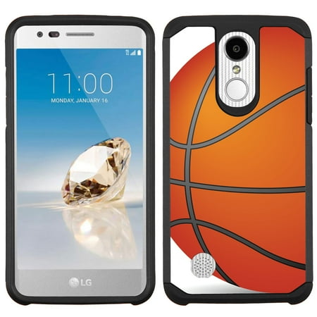 - Hybrid Case for LG k20 Plus / LG K20-V / LG Harmony, OneToughShield ® Dual Layer Hybrid Bumper Phone Case (Black/Black Inner Layer) - Basketball