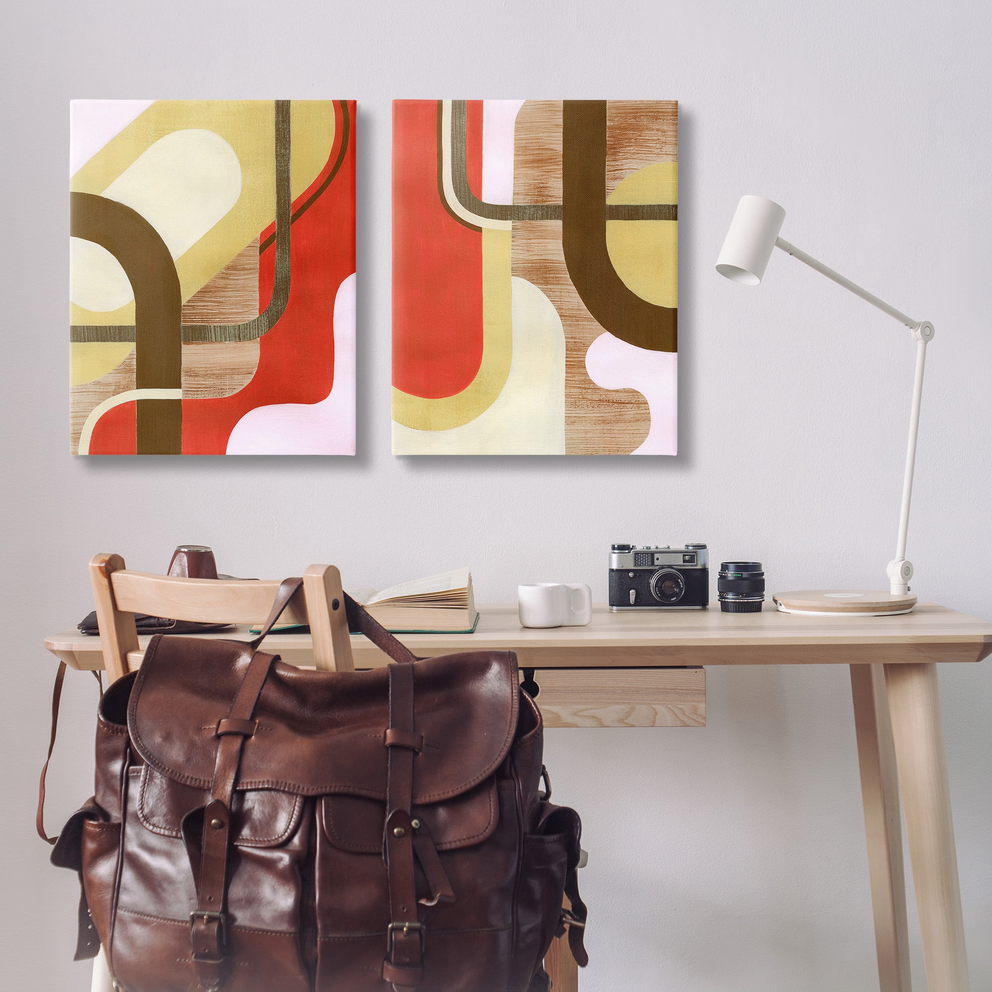 Stupell Industries Rustic Winding Shapes Abstract Painting Gallery Wrapped Canvas Art Print Wall Art, 24 x 30, Set of 2