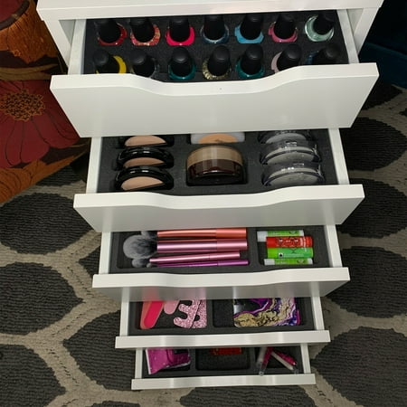 Polar Whale Drawer Makeup Organizers Compatible with IKEA Alex and Hundreds of Other Drawers 5 Piece Complete Black Foam Insert Set Nail Polish Compacts and More 11.5 X 14.5 Inches