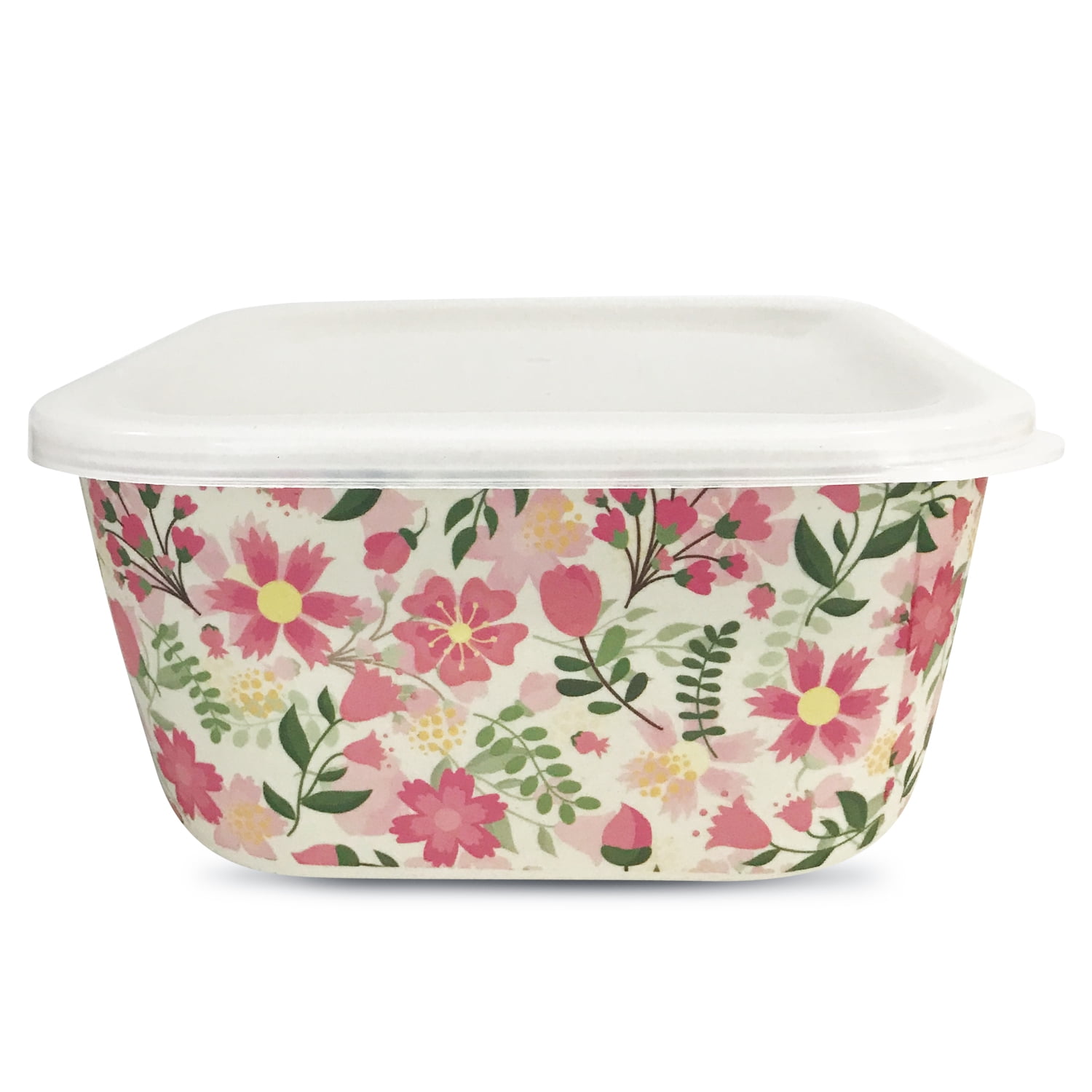 California Basics Extra Large Bamboo Food Container (Red Florals