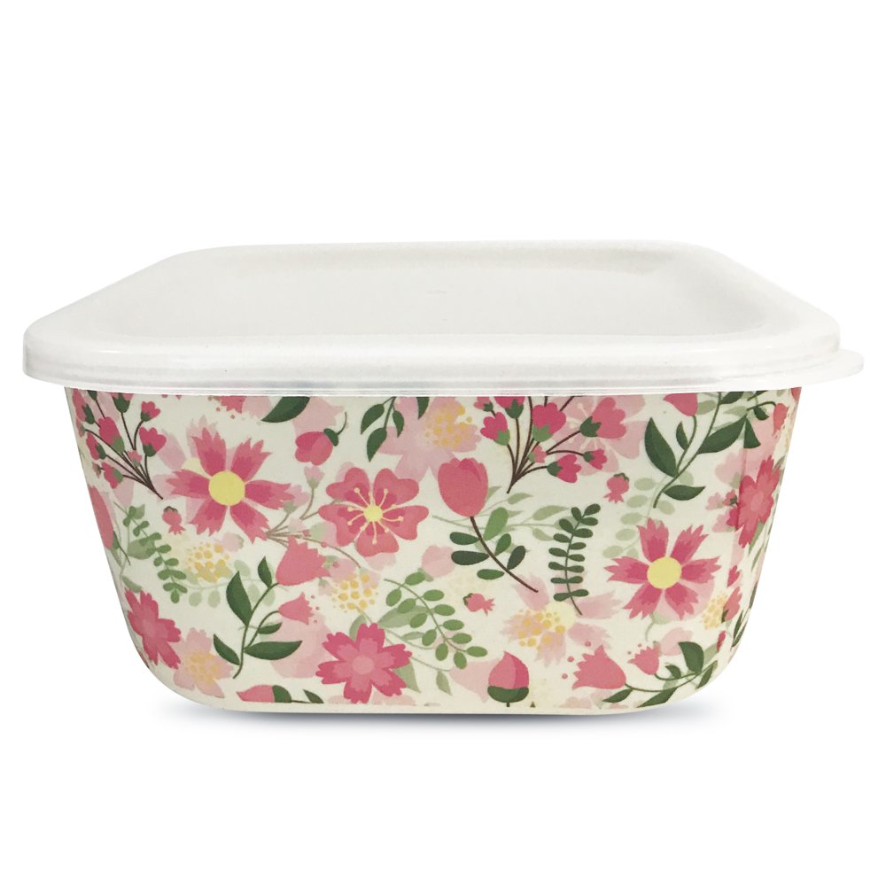 California Basics Extra Large Bamboo Food Container (Red Florals