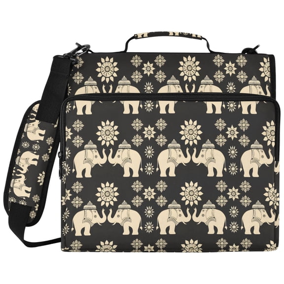 ALAZA Zipper Binder Elephants Mandala Pattern 2 inch 3 Ring 500 Sheet Capacity Trapper Keeper File Folder Organizer Bag