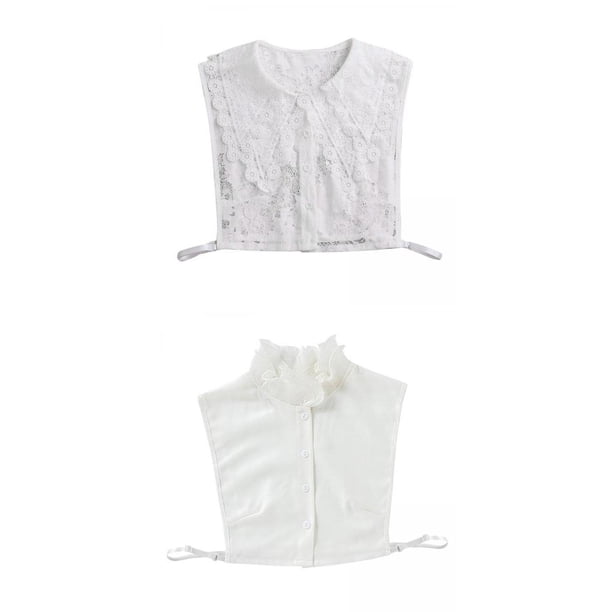 2-6 piezas de camisa con cuello de encaje desmontable para niñas 2 piezas