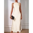 thumbnail image 5 of Apricot Sleeveless High Neck Maxi Dress With Fishtail Hem And Side Slit, 5 of 7