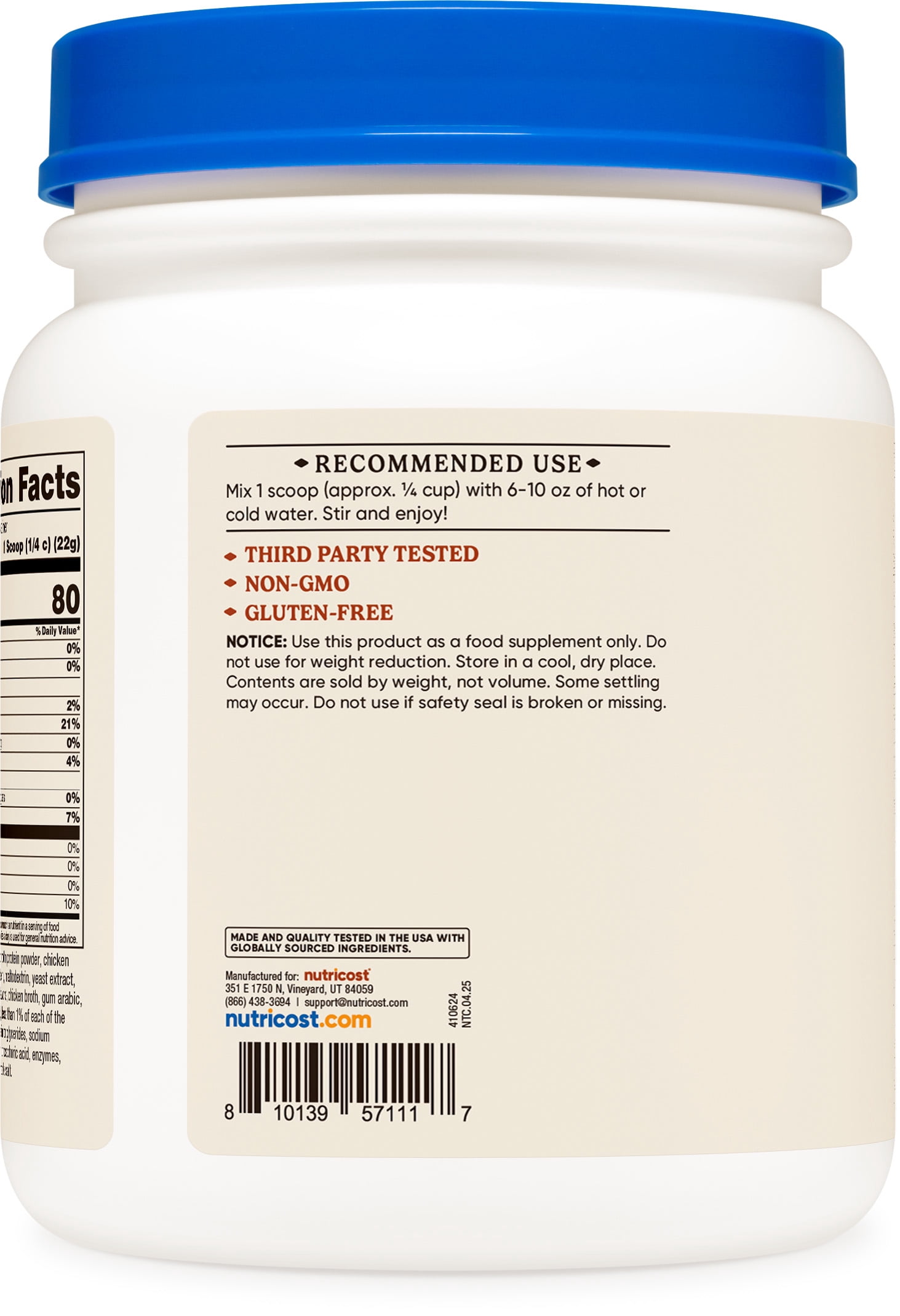 Nutricost Chicken Bone Broth Protein (Chicken Flavored, 20 Servings) - 20 Grams Protein Per Serving