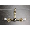 thumbnail image 4 of Kingston Brass KS2442PL Heritage Double-Handle Wall-Mount Bridge Kitchen Faucet, Polished Brass, 4 of 7