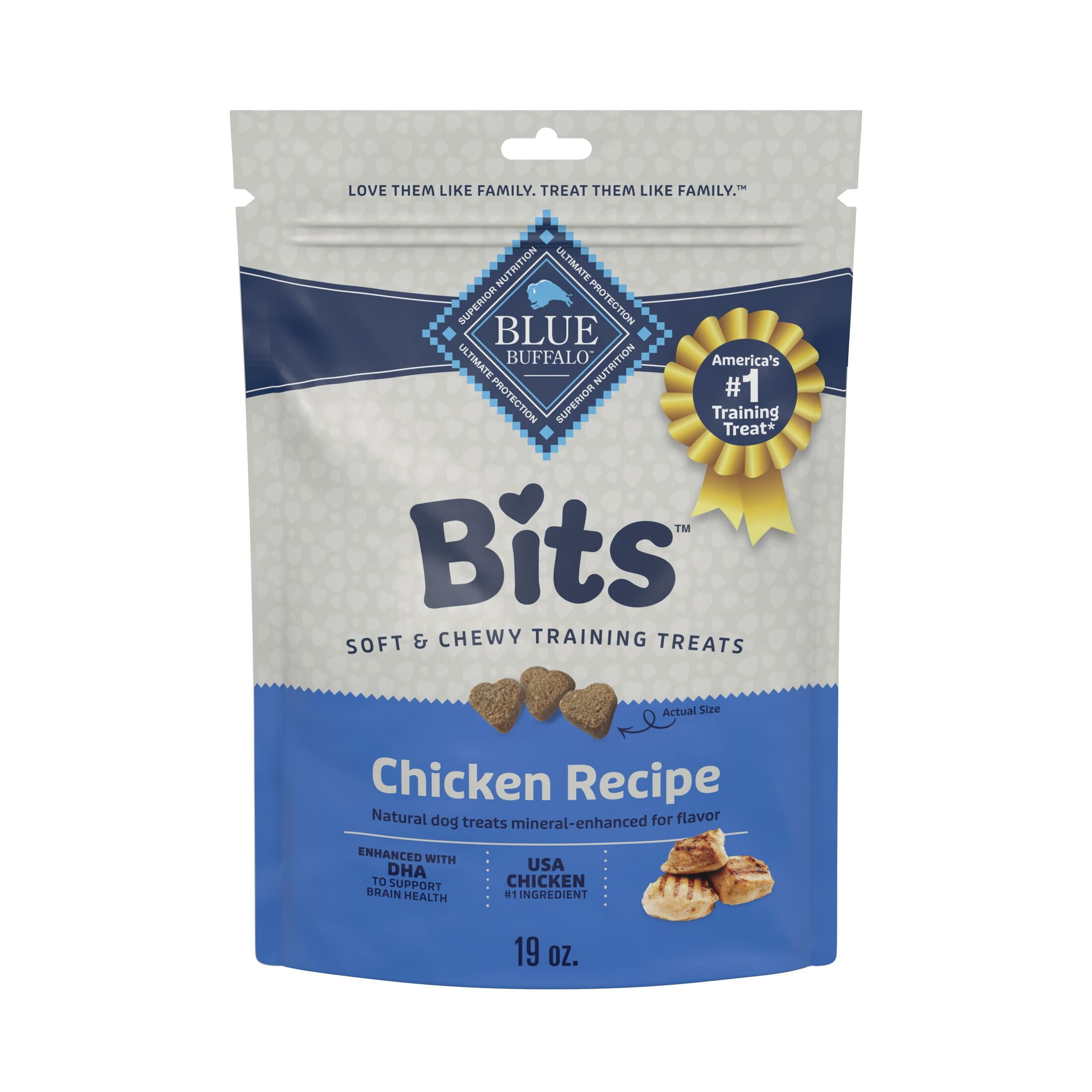 (4 pack) Blue Buffalo Bits Soft Dog Treats for Training, Enhanced with DHA, 19-oz. Bag