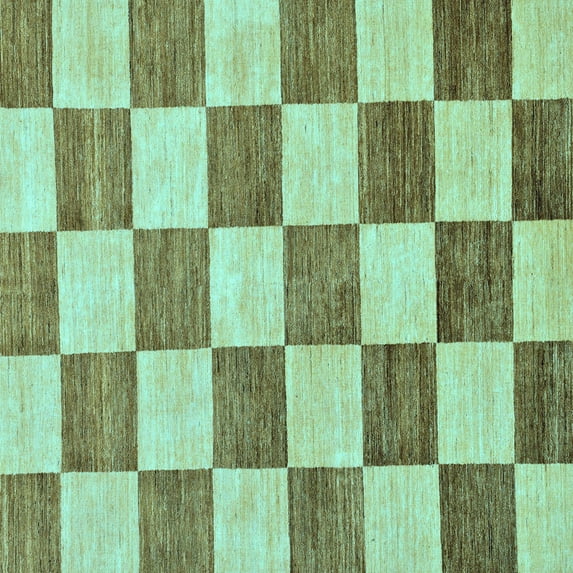 Ahgly Company Indoor Square Checkered Light Blue Modern Area Rugs, 7' Square