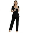 thumbnail image 4 of Women Maternity Nursing Pajamas Set Short Sleeve Breastfeeding Sleepwear Suit Nursing Pjs Set Pregnancy Postpartum Top and Casual Long Pants Set S-2XL, 4 of 7