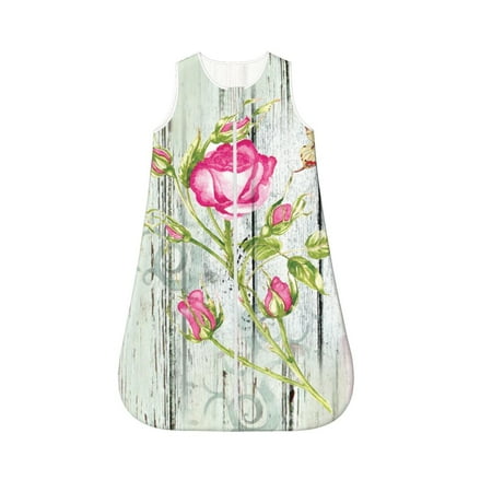 

Fotbe Vintage Wood Background with Floral Pattern Sleep Sack - Baby Wearable Blanket with Zipper Extra Soft Cotton Sleeveless Sleeping Bag for Infants-Large
