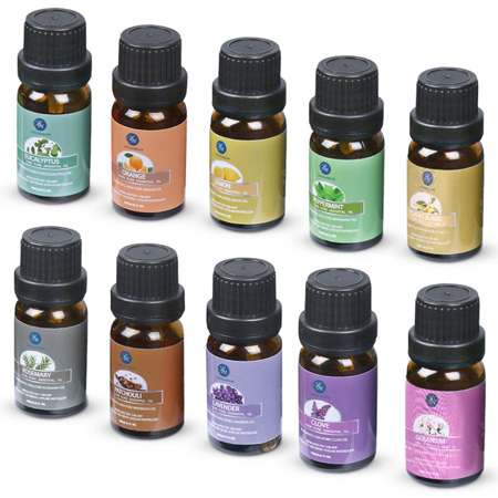 10 Pack Essential Oils 10 ml for Aroma Diffuser or Humidifier Natural Scent Floral Gift Set