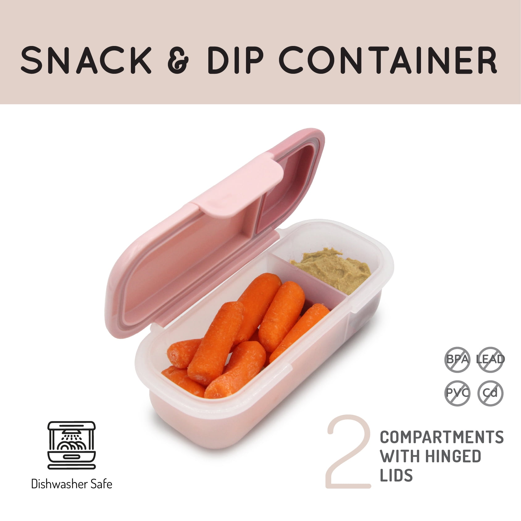 melii 2-Compartment Snack Box, Plastic Food Storage Container in Blush and Berry – Perfect for Daily Lunch Packing