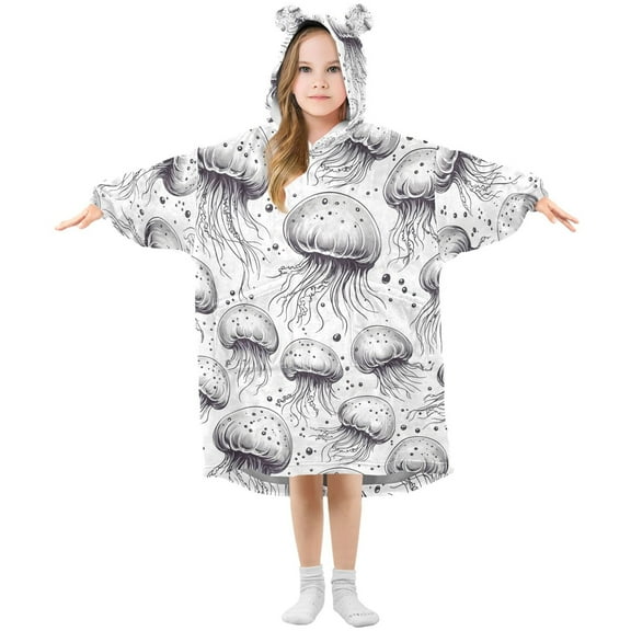 joogoo Wearable Blanket Hoodie for Jellyfish Oversized Sherpa Hooded 3-14 YR M
