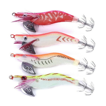CEORPER 4Pcs Soft Prawns Fishing Lures Shrimp Fishing Tackle Glowing Simulation Prawns