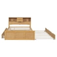 thumbnail image 4 of Full Size Solid Wood Bed Frame with Twin Size Trundle, 3 Drawers, Upper Shelves and a set of USB Ports & Sockets, Platform Bed Frame, Mid Century Bedframe, Wood Foundation(Natural, Full), 4 of 9