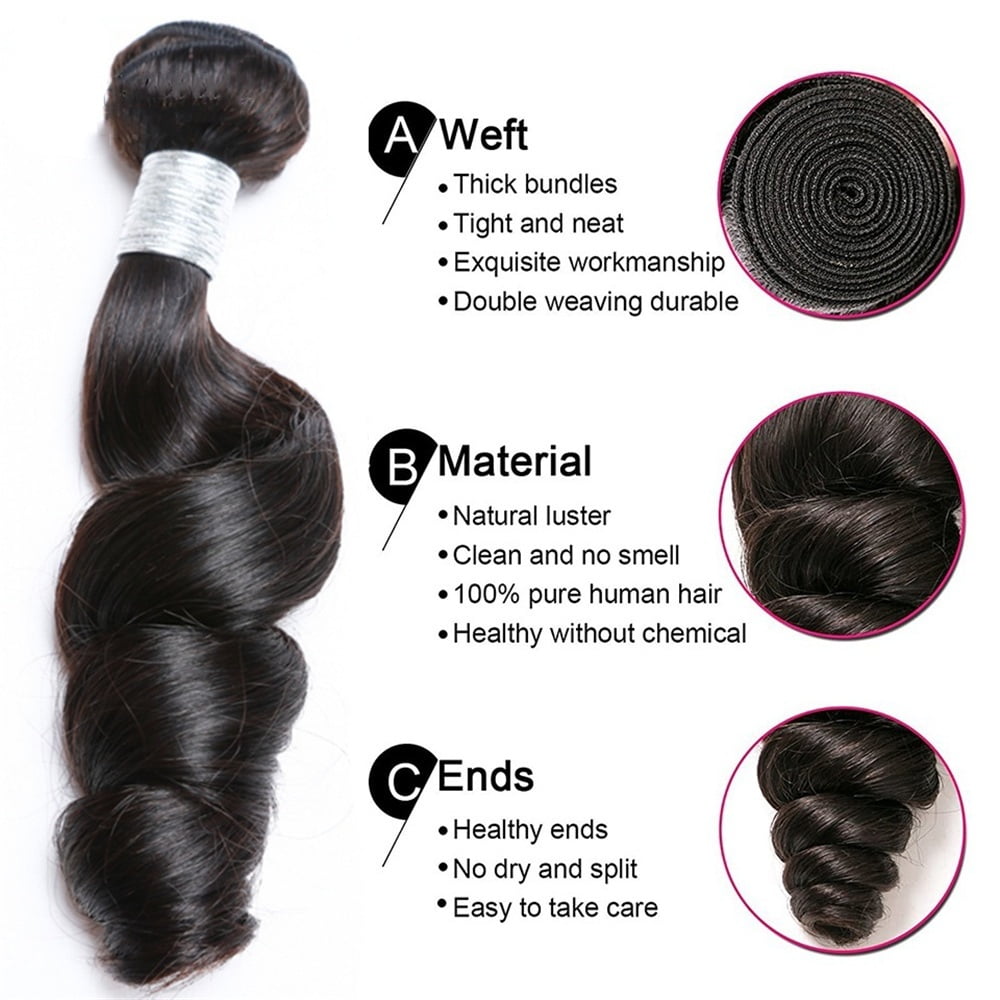 Human Hair Bundles Loose Wave Weave Bundles Natural Color 1/3/4 Bundles Brazilian Remy Hair Extension for Women