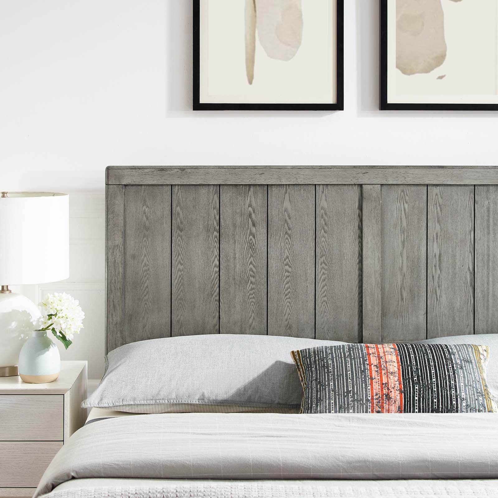 Modway Robbie Queen Modern Rubberwood and MDF Headboard in Gray
