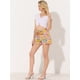 thumbnail image 2 of Pantalones cortos de playa mujer Amarillo-Floral Allegra K Alta cintura Lazo elástico S, 2 of 5