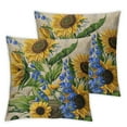 thumbnail image 2 of Nawypu Ink Painting Watercolor Yellow Sunflowers Blue Flowers Summer Decorative Throw Pillow Cover Case Home Living Room Bed Sofa Car Square, 2 of 6