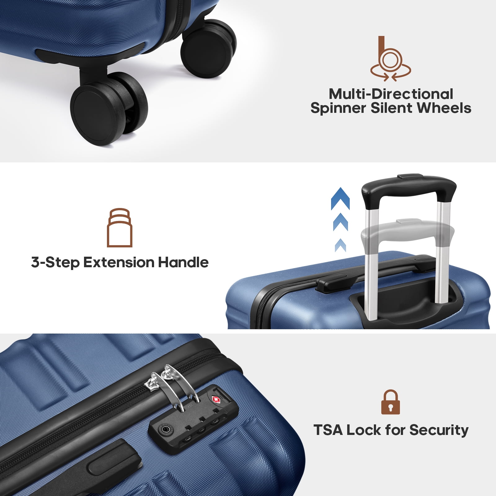 MIUSSE Hard Shell Luggage Sets 7 Pieces, 28/24/20 inch Suitcase Sets with Spinner Wheels & TSA Lock, Hard Case Luggage Set with Travel Backpack and Packing Cubes