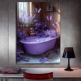 thumbnail image 3 of Mudket Rustic Purple Lavender Bathtub Canvas Wall Art, Farmhouse Bathroom Floral Wall Decor, Butterfly and Flower Pictures for Bathroom, Framed Ready to Hang Wall Art - 12"L x 8"W, 3 of 10