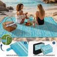 thumbnail image 3 of HIWEAVERLight Blue8'x 10' Outdoor Rug Garden Decor Geometric Floral Carpet Plastic Straw Waterproof Reversible Patio Area Rug for Balcony Deck Picnic Portable Camping Mat, 3 of 8