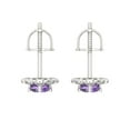 thumbnail image 4 of 0.8808 ct Screw-Back Stud Earrings for Women | 4.5mm Round Cut Simulated Alexandrite | 18K White Gold, 4 of 5
