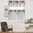 thumbnail image 5 of 3 Piece Curtains Tiers and Valances Set, Christmas Poinsettia Flower Pine Cones Eucalyptus Leaf Winter Snowflake Gray Rod Pocket Short Window Treatment Curtains Panel and Valance for Bathroom Kitchen, 5 of 6