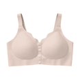 thumbnail image 6 of VISALY Front Closure Jelly Bras for Old Women Wireless Push Up No Underwire Full Coverage Seamless Comfy Front Snap Support T-Shirt Bras Soft Supportive Compression Convenient Bras Beige L, 6 of 9