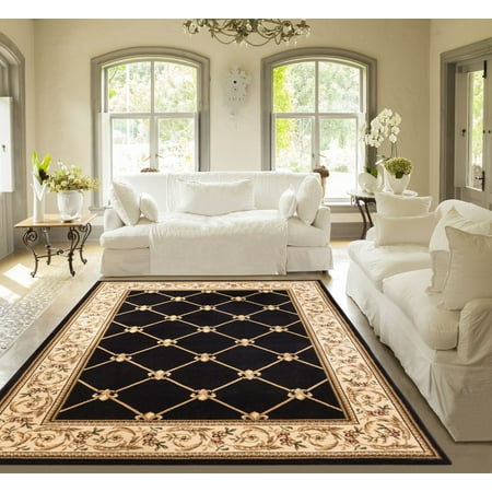 French Trellis Patrician Trellis Black French European Formal Traditional 8x11 8x10 (7'10