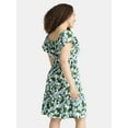 thumbnail image 3 of Time and Tru Women's Sweetheart Mini Dress with Flutter Sleeves, Sizes XS-3XL, 3 of 5