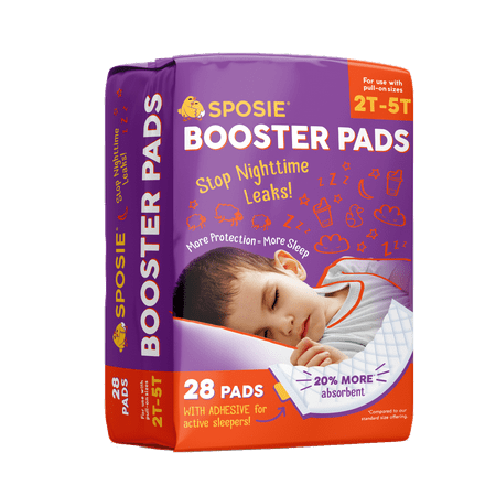 Sposie Overnight Diaper Booster Pads with Adhesive for Pull-on Diapers | Nighttime Leak Protection for Heavy Wetters and Active Sleepers | 28 ct. | Disposable, Universal fit for Boys &