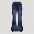 thumbnail image 2 of TOWED22 Girl's Flared Leg Denim Pants Raw Trim Split Hem Y2K Jeans Bell Bottoms Dark Blue,5-6 Y, 2 of 4