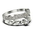 thumbnail image 2 of Art Nouvea Twisted 1.50 Carat Round Cut Diamond Moissanite Engagement Ring, Antique Design Wedding Ring in 925 Sterling Silver With 18k White Gold Plating, Trio Set, Matching Band, 2 of 4