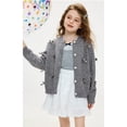 thumbnail image 6 of Girls' Bowknot Coat Sweater Knitted Girls Cardigan Sweater School Uniforms Kids Long Sleeve Open Front Button Cover up Tops, 6 of 9