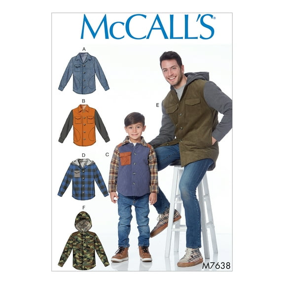 Mccall'S Sewing Pattern Men'S And Boys' Lined Button-Front Jackets With Hood Options-S-M-L-Xl